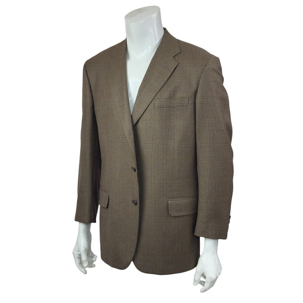 H. Oritsky Wool Sport Coat Blazer Brown Windowpane Tailored In The USA Men's 42S
